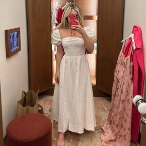 REFORMATION Marella Linen White Midi Dress 2